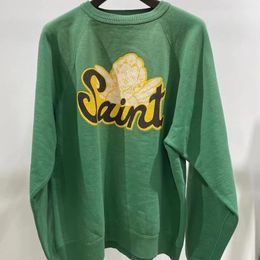 Mens Hoodies Sweatshirts American Retro SAINT MICHAEL Men Women High Quality Green Round Neck Pullovers 231204