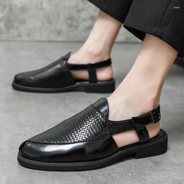 Sandals Designer Mens Genuine Leather Hand-Woven Casual Shoes Summer Outdoor Beach Luxury Fashion Roman Shoe