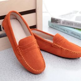 Dress Shoes Flat Loafers Genuine Leather Outdoor Casual Without Straps Slip on Lady Driving Soft Breathable Bottom 231205