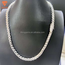 Latest Design Fashion Jewellery 925 Sterling Silver 6mm Iced Out Vvs Moissanite Necklace Hiphop Franco Chain with Diamonds Clasp