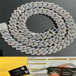 Custom Pass Diamond Tester Vvs Moissanite Cuban Chain Necklace Iced Out Hip Hop 925 Silver Link Bracelet Men219u