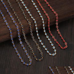 Chains Classic Design White Blue Evil Eye Beads 18K Gold Plated Chain Necklace For Drop Delivery Jewellery Necklaces Pendants Dhyra