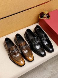 40Model 2023 New Classic Designer Dress Men's Frosted Suede Derby Leather Shoes Brogue Round Toe Lace-up Casual Man Footwear Male shoes