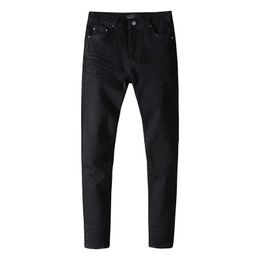 designer amirssblack jeans men's Korean slim fit trend cropped pants youth elastic Leggings