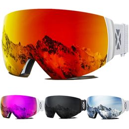 Ski Goggles MAXJULI Professional Magnetic Ski Goggles Double Layers Lens Anti-fog UV400 Skiing Snowboard Glasses Snowmobile For Men Women M6 231205