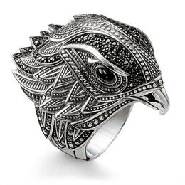 Hip Hop Personality Retro Jewelry 925 Sterling Silver Fashion Eagle Ring Female Wedding Bird Wedding Band Ring For Men Gift276h