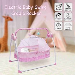 Baby Cribs Electric Baby Crib Cradle Infant Bed Sleeping Auto-Swing Rocking Chair Bassinet For Babies 0-18 Months Pink Q231205