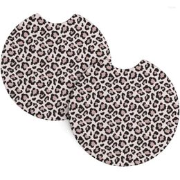 Table Mats Leopard Coasters For Car Cup Holders 2 Pack With Finger Notch Easy Removal Rubber Funny Mat Women Men