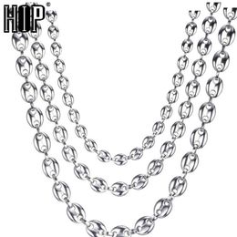 HIP Hop Width 7MM 9MM 11MM Silver Stainless Steel Gold Silver Coffee Beans Link Chain Necklace Chain For Men Jewelry270C