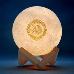 Computer Sers Coran Lamp Ramadan Quran Bluetooth Ser 8G Muslim Night Light 3D Touch Moon With APP Remote Control 231204