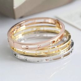 Europe America Fashion Style Men Lady Women Titanium steel Hollow Out Engraved B Initials Bangle Bracelet 3 Color242G