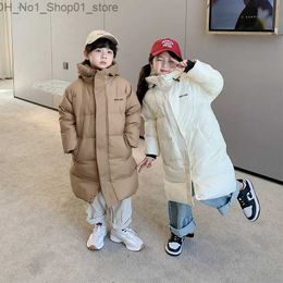 Down Coat Children's Long Coat White Duck Down Hooded Jacket Winter Boys Girls Warm Clothes Fashion Long Coat Kid's Winter Clothes Q231205