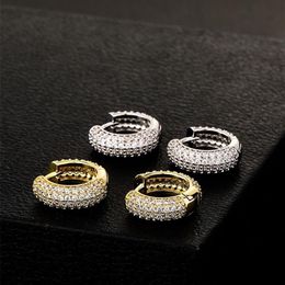 New Fashion Women Mens Earrings Hip Hop Diamond Hoops Earings Iced Out Bling CZ Rock Punk Round Wedding Gift303O