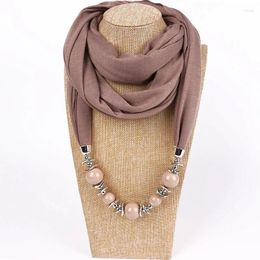 Chains Fashion Scarves Collar Pendant Scarf Beads Solid Colour Jewellery Fancy Bead Bib Vintage Ethnic Necklace Women