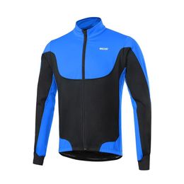 Arsuxeo Men's Cycling Jackets Windproof Thermal Fleece Lined Winter Cycling Jacket Outdoor Sport Coat Riding Long Sleeve Jers2998