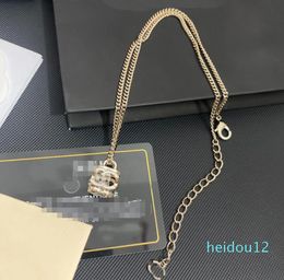 Plated Brass Copper Pendant Necklace Top-quality Fashion Women C-Letter Square Necklaces Choker Chain Hollow out Wedding Jewelry Love Gift