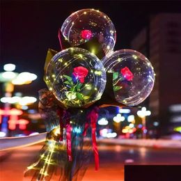 Party Decoration Valentines Day Led Luminous Balloon Rose Bouquet Transparent Ball Gift Birthday Party Wedding Decoration Balloon