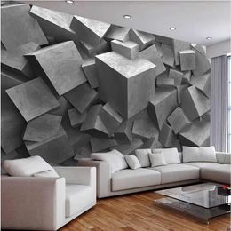 3d murals wallpaper for living room 3d stereoscopic grey brick wallpapers 3D background wall272H