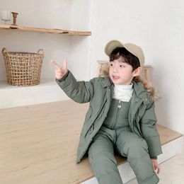 Down Coat Amajan Winter Children's Jacket Suit Korean Style Big Fur Collar Two-Piece Baby Girl Jumpsuit Foreign Trade Wholesale