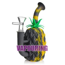 New Style Pineapple Shape Colourful Silicone Smoking Bong Pipes Kit Portable Innovative Travel Glass Bubbler Philtre Tobacco Bowl Waterpipe Straw Holder