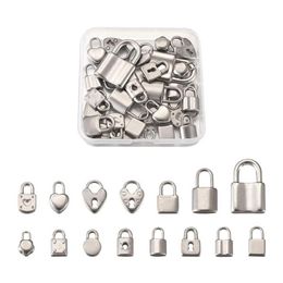 Charms 30pcs Box Stainless Steel Heart Padlock Dangle Lock Pendants For DIY Bracelets Necklaces Jewellery Crafts Keyhcian Making237j