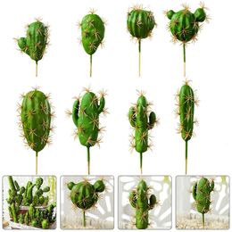 Christmas Decorations 8 Pcs Artificial Cactus Mini Succulent Plants Simulation Small Live Decorative Fake Flowers 231205