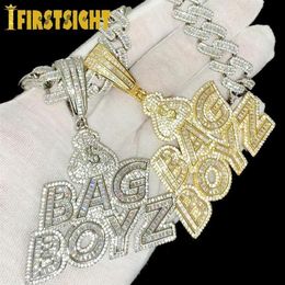 Chains CZ Letters Bag Boyz Pendant Necklace Iced Out Bling 5A Cubic Zircon Dollar Symbol Money Charm Fashion Hip Hop Men Jewelry277T