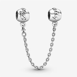 New Arrival 100% 925 Sterling Silver Family Forever Safety Chain Charm Fit Original European Charm Bracelet Fashion Jewelry Access288H
