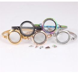 Bangle 5pcs 316L Stainless Steel Screw 30mm Mixed Color Floating Locket 7 8 Inch Bracelet Women Jewelry276G