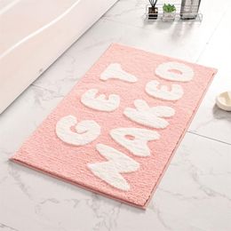 Bath Mats Pink Bath Mat Get Naked Alphabet Soft Flocking Carpet Shower Foot Pad Entrance Doormat Water Absorption Rugs Bathroom De261U