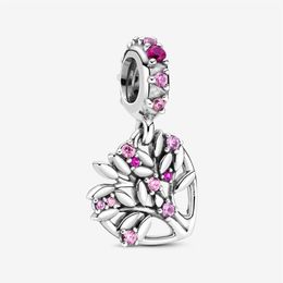 New Arrival 100% 925 Sterling Silver Pink Heart Family Tree Dangle Charm Fit Original European Charm Bracelet Fashion Jewelry 265G