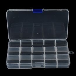 1Pcs Convenient Fishing Lure Tool Case Tackle Boxs Plastic Clear Fishing Track Box With 15 Compartments Whole258O