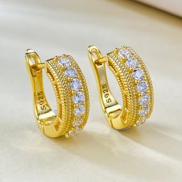 14K Gold Moissanite Diamond Hoop Earring 100% Real 925 Sterling Silver Party Wedding Earrings for Women Engagement Jewellery Gift