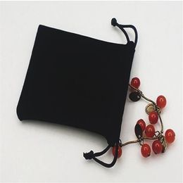 Velvet black Pure Colour Bags woman vintage drawstring bag for Gift diy handmade Jewellery Packaging Bag239G