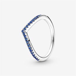 100% 925 Sterling Silver Timeless Wish Sparkling Blue Ring For Women Wedding & Engagement Rings Fashion Jewelry239L