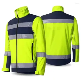 Men's Hoodies Safety Jacket Reflective High Visibility Waterproof Windproof Hi Vis Workwear Men Zipper Pockets