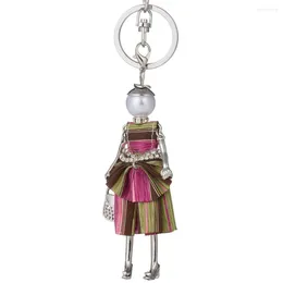 Keychains Elegant Women Cute Bow Handmade Doll Keychain Multicolor Princess Pendant Girls Car Key Chains Jewellery 2023