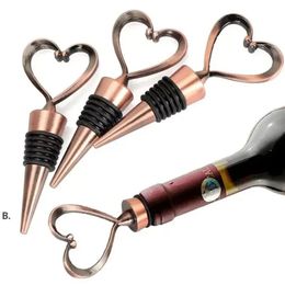 Bar Tools Bar Tools Rose Gold Sier Elegant Heart Lover Shaped Red Wine Champagne Metal Wines Bottle Stopper Valentines For Wedding Dro Dhsd7