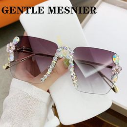 Sunglasses Diamond Pearl Round Women Designer Glasses Eyeglasses Female Male Big Shades Eyewear Vintage UV400