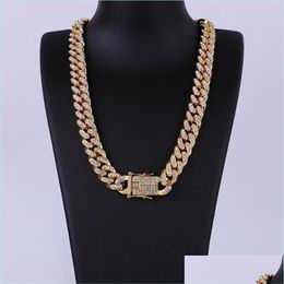 Chains Mens 18K Gold Tone 316L Stainless Steel Chains Cuban Necklace Curb Link Chain With Diamonds Clasp Lock 8Mm 10Mm 12Mm 14Mm 1271Y