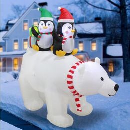 Christmas Party Decoration Event Glowing Inflatable Santa Claus Polar Bear Penguin Ornaments Welcome Toy 7ft with Light P1121300O