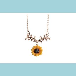 Earrings & Necklace Sunflower Jewellery Set Necklace Pendant Glass Picture Party Statement Flower Leaf Chokeres Necklaces Drop Delivery Dhc9H