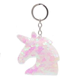 Cute Unicorn Keychain Glitter Pompom Sequins Key Ring Gifts For Guest Women Wedding Souvenir Car Bag Accessories Key Chain313H