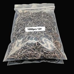 Fishing Hooks 1000pcs Circle Fish Hook Barb Set of High Carbon Steel Barbed Eyed Accessories Sea Feeder for Fishery Carp Tackle 22176M