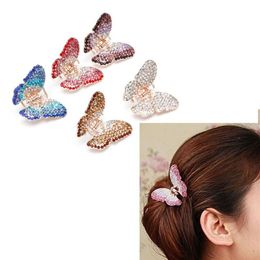 Elegant Women Girl Butterfly Claw Crystal barrettes Rhinestone Hair Clip Clamp Hairpin Jaw268q