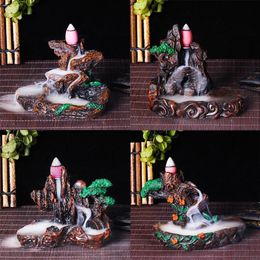 50Pcs Incense Cones Backflow Burner Incensory Buddha Statue Ceramic Aroma Smoke Censer Zen Room Joss Holder273c