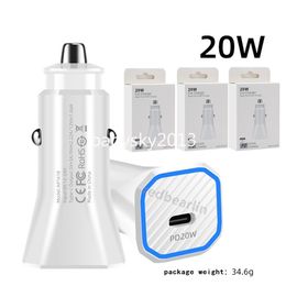 Fast Quick Charging 20W 12W USB C Type c PD Car Charger Mini Portable Power Adapters For Ipad Iphone 11 12 13 14 15 Pro max Samsung Htc LG B1 With BOX