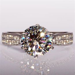 Round cut 4ct Topaz Diamonique simulated diamond 14KT white Gold Filled GF Engagement Women Wedding Ring Sz 5-11263c