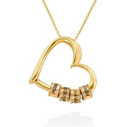 Personalised Heart Necklaces Women Jewellery Custom Gold Plated 17 Beads Name Necklaces Pendants Mothers Day Gift 220716330R