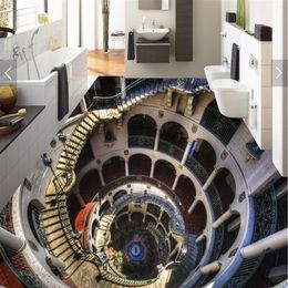 3d pvc flooring custom po wallpaper wall sticker Spiral staircase corridor decoration painting picture 3d wall room murals wall2724